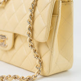 CHANEL Handbag 21C Yellow Lambskin Quilted Classic Flap Small Light Gold Hardware - Redeluxe