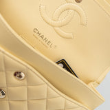 CHANEL Handbag 21C Yellow Lambskin Quilted Classic Flap Small Light Gold Hardware - Redeluxe