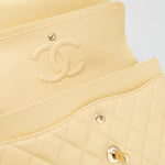 CHANEL Handbag 21C Yellow Lambskin Quilted Classic Flap Small Light Gold Hardware - Redeluxe