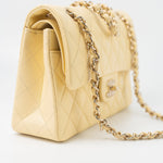 CHANEL Handbag 21C Yellow Lambskin Quilted Classic Flap Small Light Gold Hardware - Redeluxe