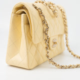 CHANEL Handbag 21C Yellow Lambskin Quilted Classic Flap Small Light Gold Hardware - Redeluxe