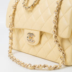 CHANEL Handbag 21C Yellow Lambskin Quilted Classic Flap Small Light Gold Hardware - Redeluxe