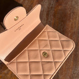 CHANEL Handbag 21K Beige Micro Lambskin Quilted Top Handle Flap Coin Purse with Chain - Redeluxe