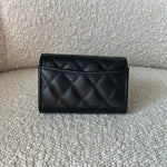 CHANEL Handbag 21K Black Caviar Quilted Key Holder Wallet Silver Hardware - Redeluxe
