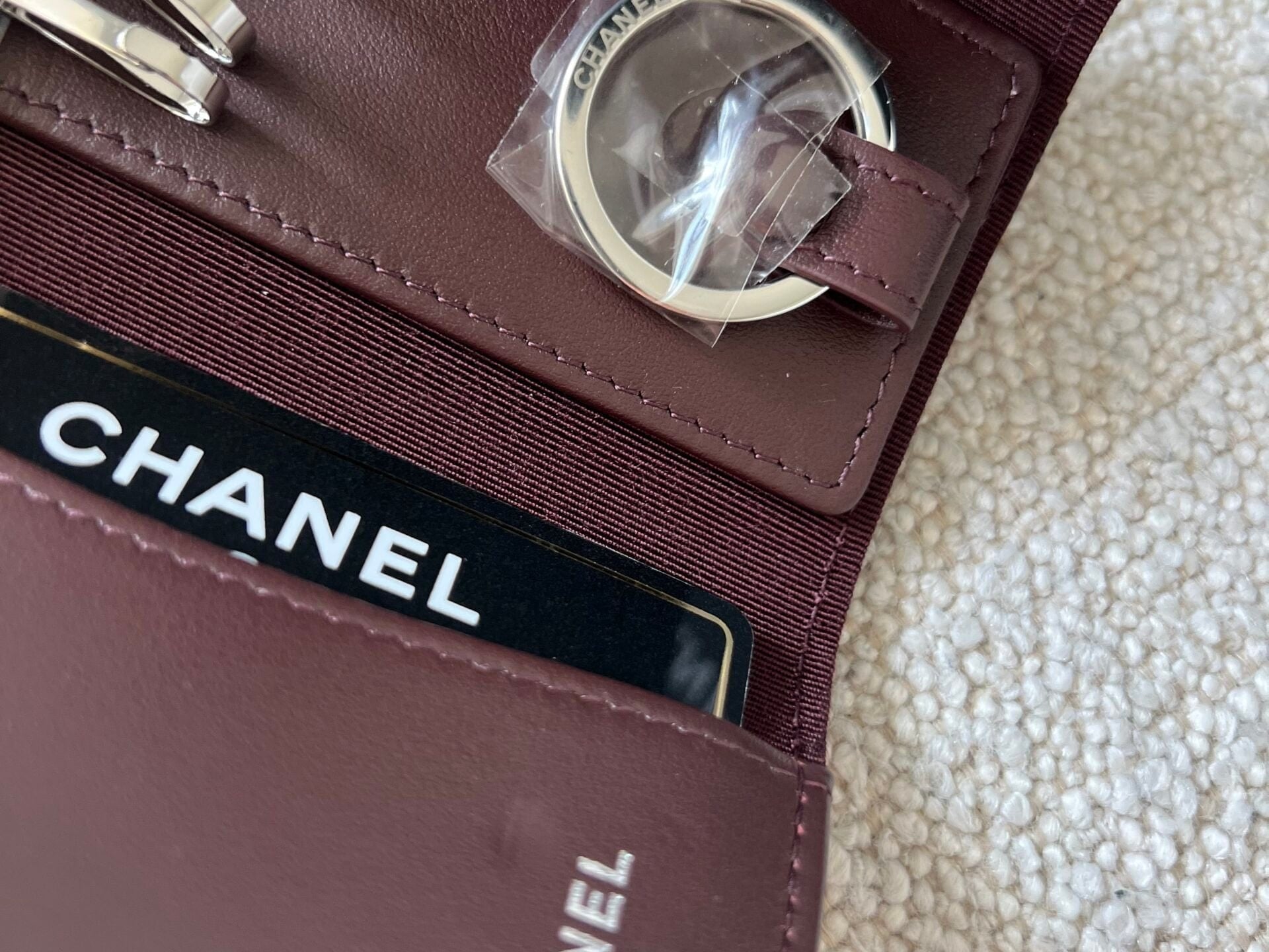 CHANEL Handbag 21K Black Caviar Quilted Key Holder Wallet Silver Hardware - Redeluxe