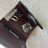 CHANEL Handbag 21K Black Caviar Quilted Key Holder Wallet Silver Hardware - Redeluxe