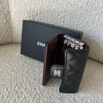 CHANEL Handbag 21K Black Caviar Quilted Key Holder Wallet Silver Hardware - Redeluxe