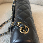CHANEL Handbag 21K Black Lambskin Quilted Mini Rectangular Single Flap Light Gold Hardware - Redeluxe