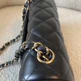 CHANEL Handbag 21K Black Lambskin Quilted Mini Rectangular Single Flap Light Gold Hardware - Redeluxe