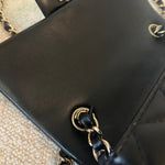 CHANEL Handbag 21K Black Lambskin Quilted Mini Rectangular Single Flap Light Gold Hardware - Redeluxe