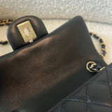 CHANEL Handbag 21K Black Lambskin Quilted Mini Rectangular Single Flap Light Gold Hardware - Redeluxe