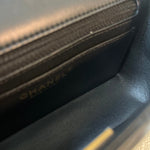 CHANEL Handbag 21K Black Lambskin Quilted Mini Rectangular Single Flap Light Gold Hardware - Redeluxe