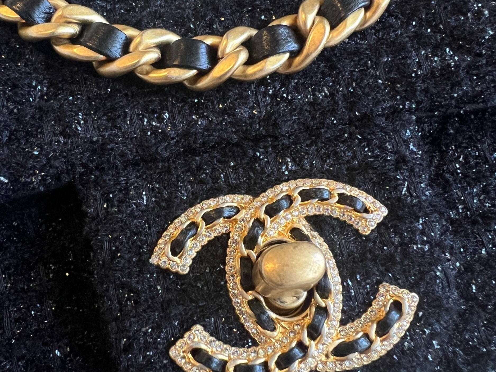 CHANEL Handbag 21K Black Symphony Tweed Single Flap Bag - Redeluxe