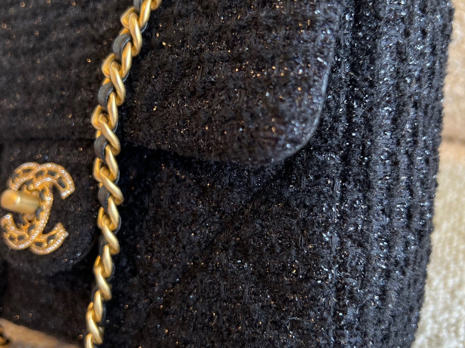 CHANEL Handbag 21K Black Symphony Tweed Single Flap Bag - Redeluxe