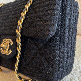CHANEL Handbag 21K Black Symphony Tweed Single Flap Bag - Redeluxe