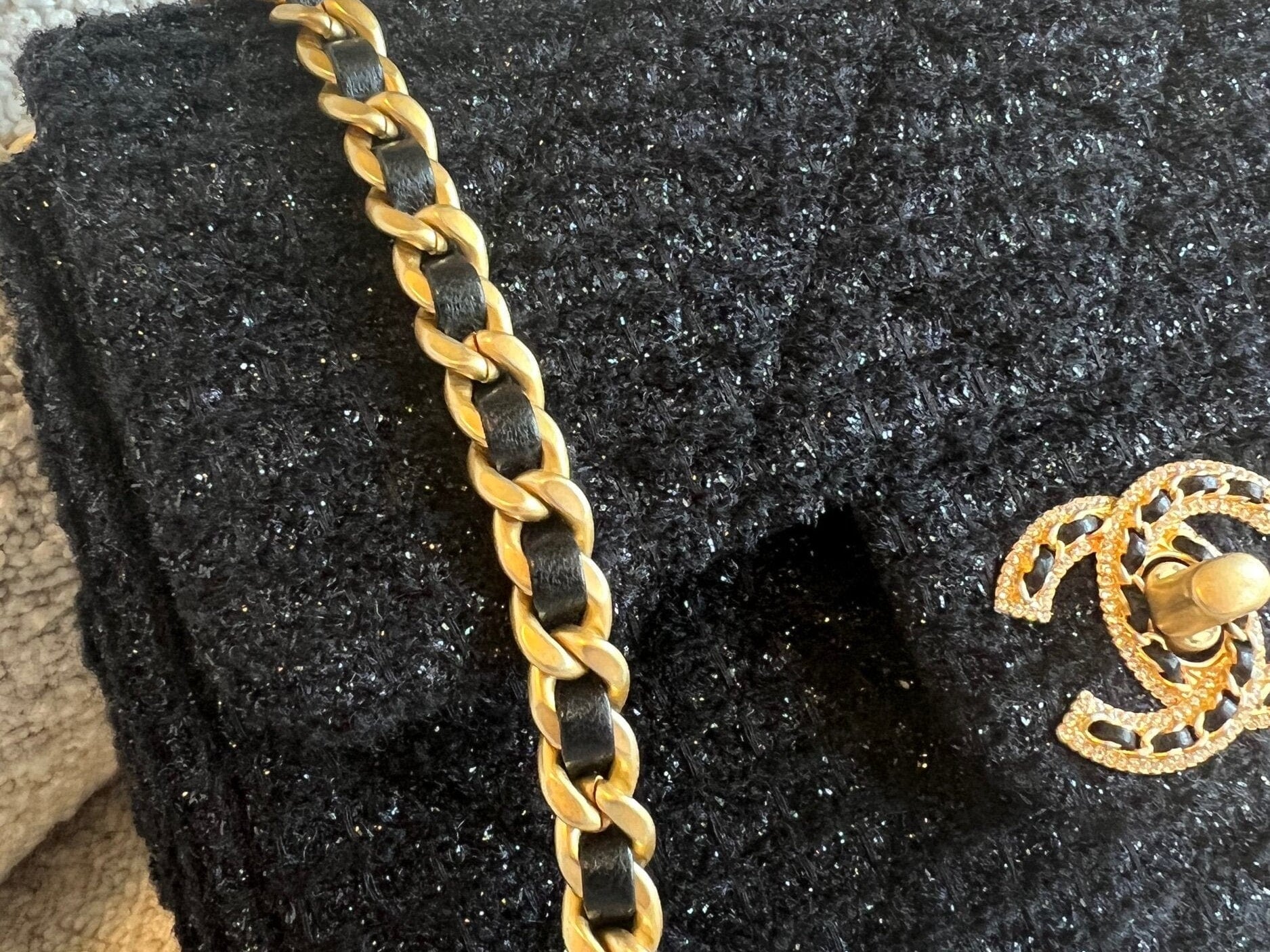 CHANEL Handbag 21K Black Symphony Tweed Single Flap Bag - Redeluxe