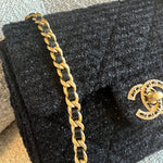CHANEL Handbag 21K Black Symphony Tweed Single Flap Bag - Redeluxe