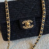 CHANEL Handbag 21K Black Symphony Tweed Single Flap Bag - Redeluxe