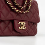 CHANEL Handbag 21K Burgundy Lambskin Quilted Mini Square Flap - Redeluxe