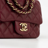 CHANEL Handbag 21K Burgundy Lambskin Quilted Mini Square Flap - Redeluxe