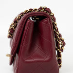CHANEL Handbag 21K Burgundy Lambskin Quilted Mini Square Flap - Redeluxe