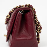 CHANEL Handbag 21K Burgundy Lambskin Quilted Mini Square Flap - Redeluxe