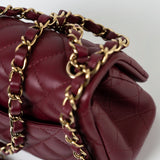 CHANEL Handbag 21K Burgundy Lambskin Quilted Mini Square Flap - Redeluxe