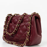 CHANEL Handbag 21K Burgundy Lambskin Quilted Mini Square Flap - Redeluxe