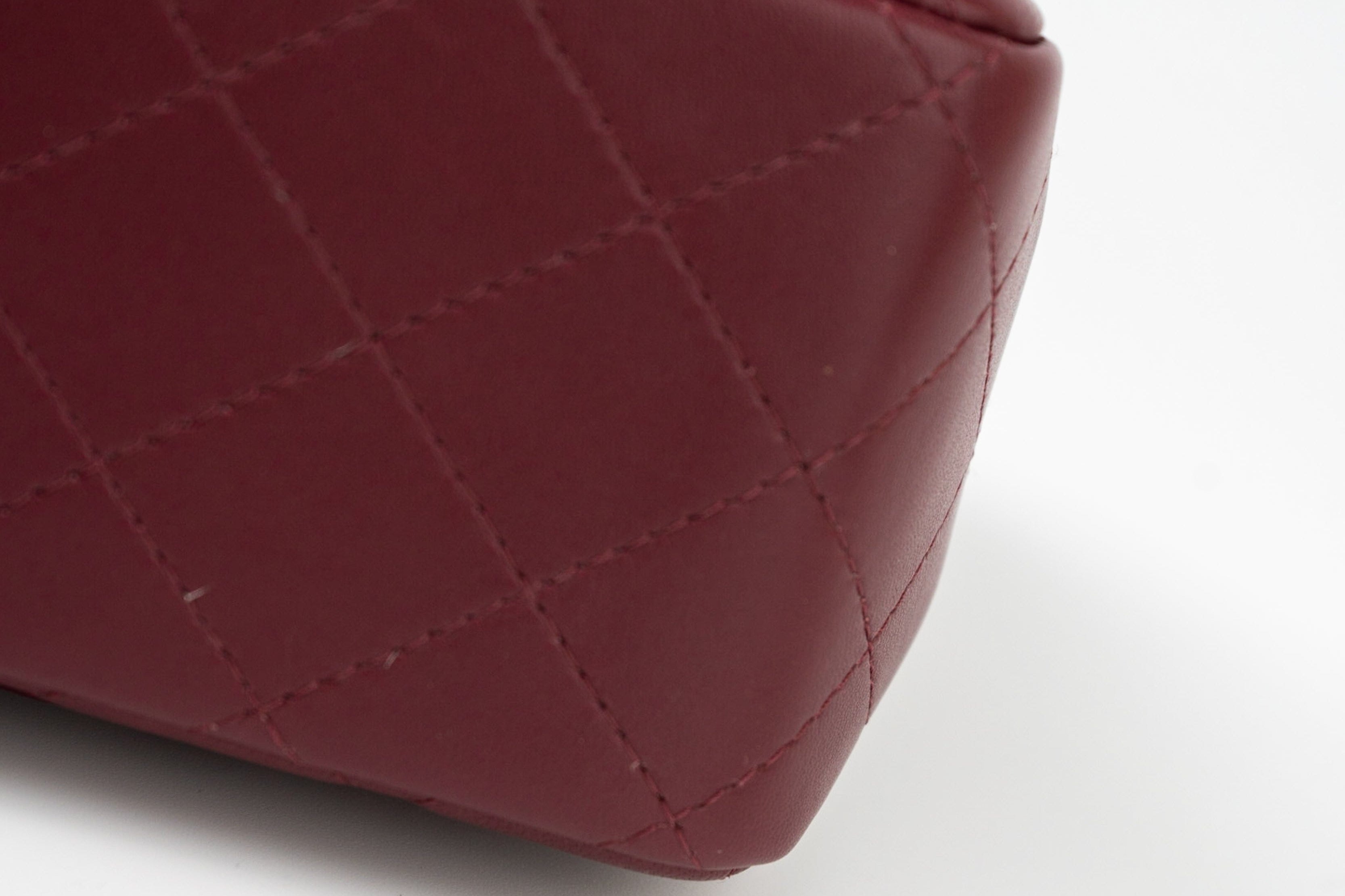 CHANEL Handbag 21K Burgundy Lambskin Quilted Mini Square Flap - Redeluxe