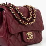 CHANEL Handbag 21K Burgundy Lambskin Quilted Mini Square Flap - Redeluxe