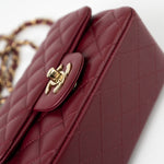 CHANEL Handbag 21K Burgundy Lambskin Quilted Mini Square Flap - Redeluxe