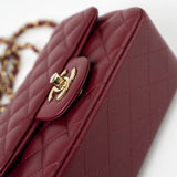 CHANEL Handbag 21K Burgundy Lambskin Quilted Mini Square Flap - Redeluxe