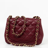 CHANEL Handbag 21K Burgundy Lambskin Quilted Mini Square Flap - Redeluxe