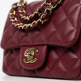 CHANEL Handbag 21K Burgundy Lambskin Quilted Mini Square Flap - Redeluxe