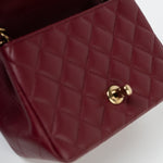 CHANEL Handbag 21K Burgundy Lambskin Quilted Mini Square Flap - Redeluxe