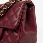 CHANEL Handbag 21K Burgundy Lambskin Quilted Mini Square Flap - Redeluxe