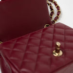 CHANEL Handbag 21K Burgundy Lambskin Quilted Mini Square Flap - Redeluxe
