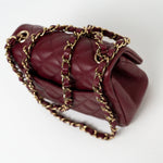 CHANEL Handbag 21K Burgundy Lambskin Quilted Mini Square Flap - Redeluxe