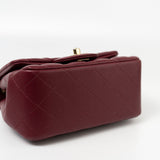 CHANEL Handbag 21K Burgundy Lambskin Quilted Mini Square Flap - Redeluxe