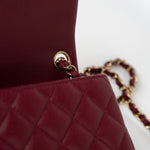 CHANEL Handbag 21K Burgundy Lambskin Quilted Mini Square Flap - Redeluxe