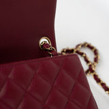 CHANEL Handbag 21K Burgundy Lambskin Quilted Mini Square Flap - Redeluxe