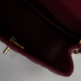 CHANEL Handbag 21K Burgundy Lambskin Quilted Mini Square Flap - Redeluxe