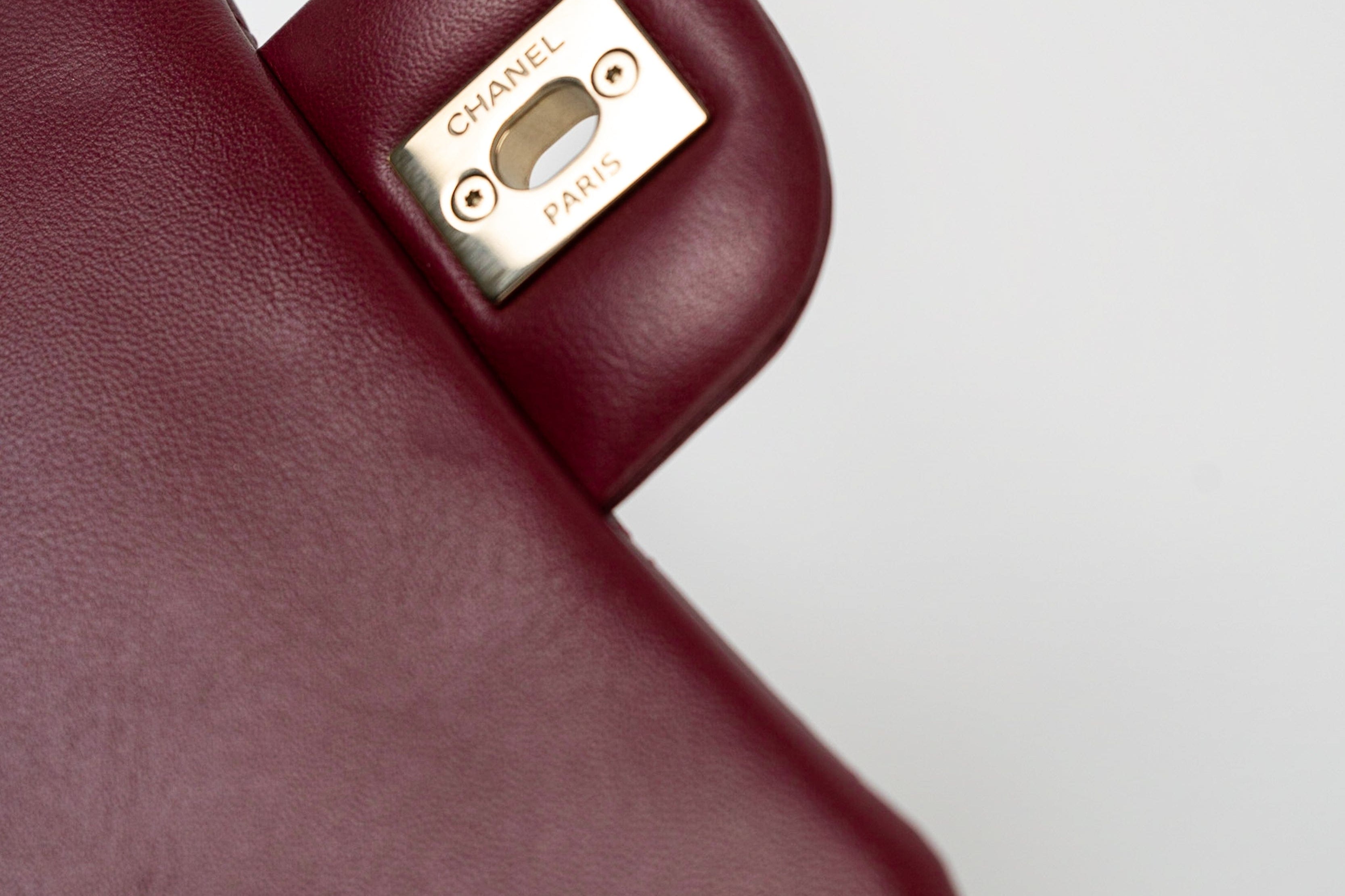 CHANEL Handbag 21K Burgundy Lambskin Quilted Mini Square Flap - Redeluxe