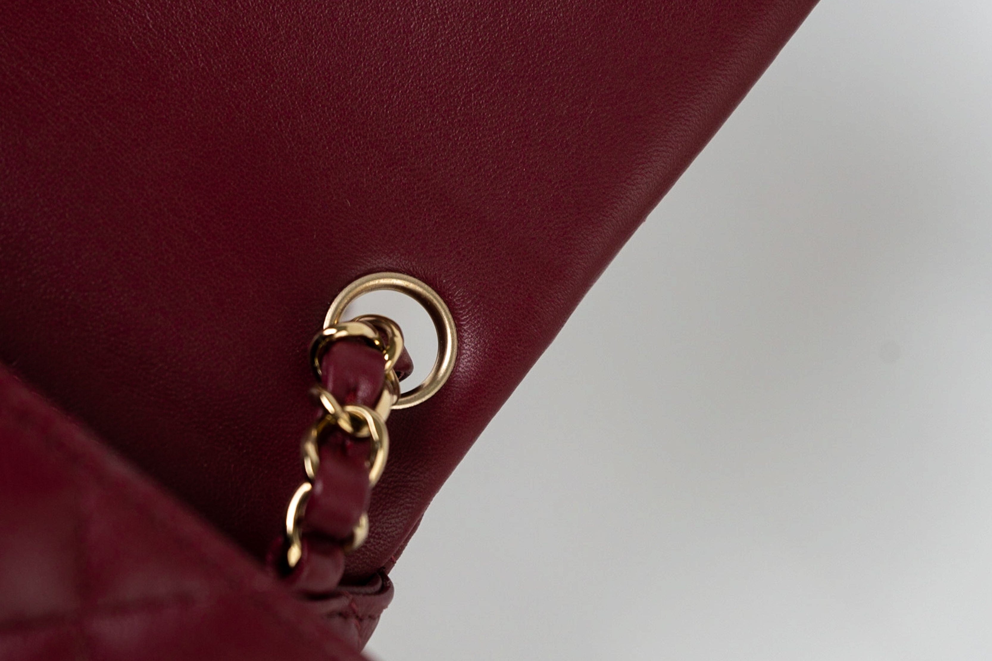 CHANEL Handbag 21K Burgundy Lambskin Quilted Mini Square Flap - Redeluxe