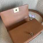 CHANEL Handbag 21K Caramel Caviar Quilted Old Medium Boy Bag LGHW - Redeluxe