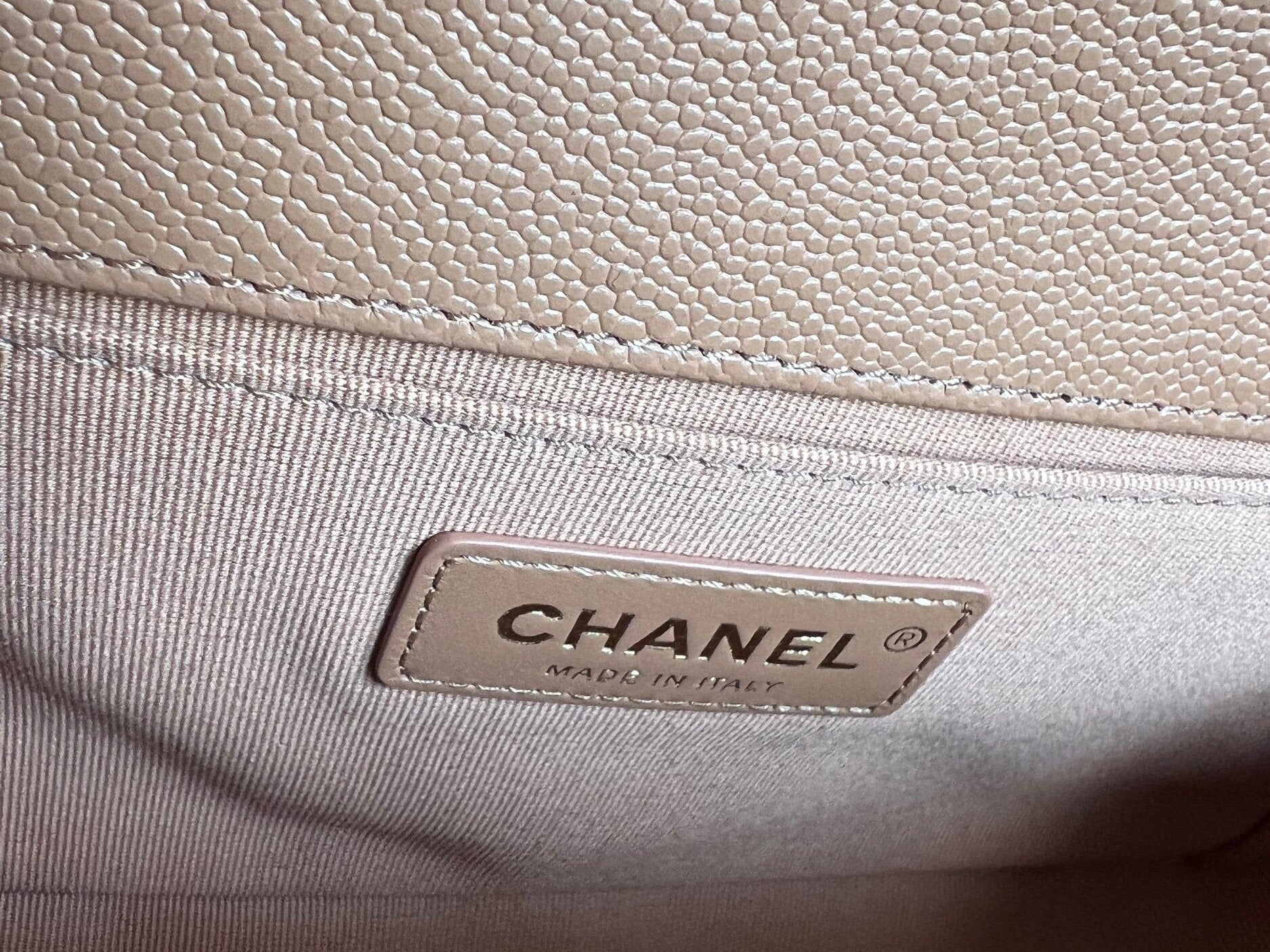 CHANEL Handbag 21K Caramel Caviar Quilted Old Medium Boy Bag LGHW - Redeluxe