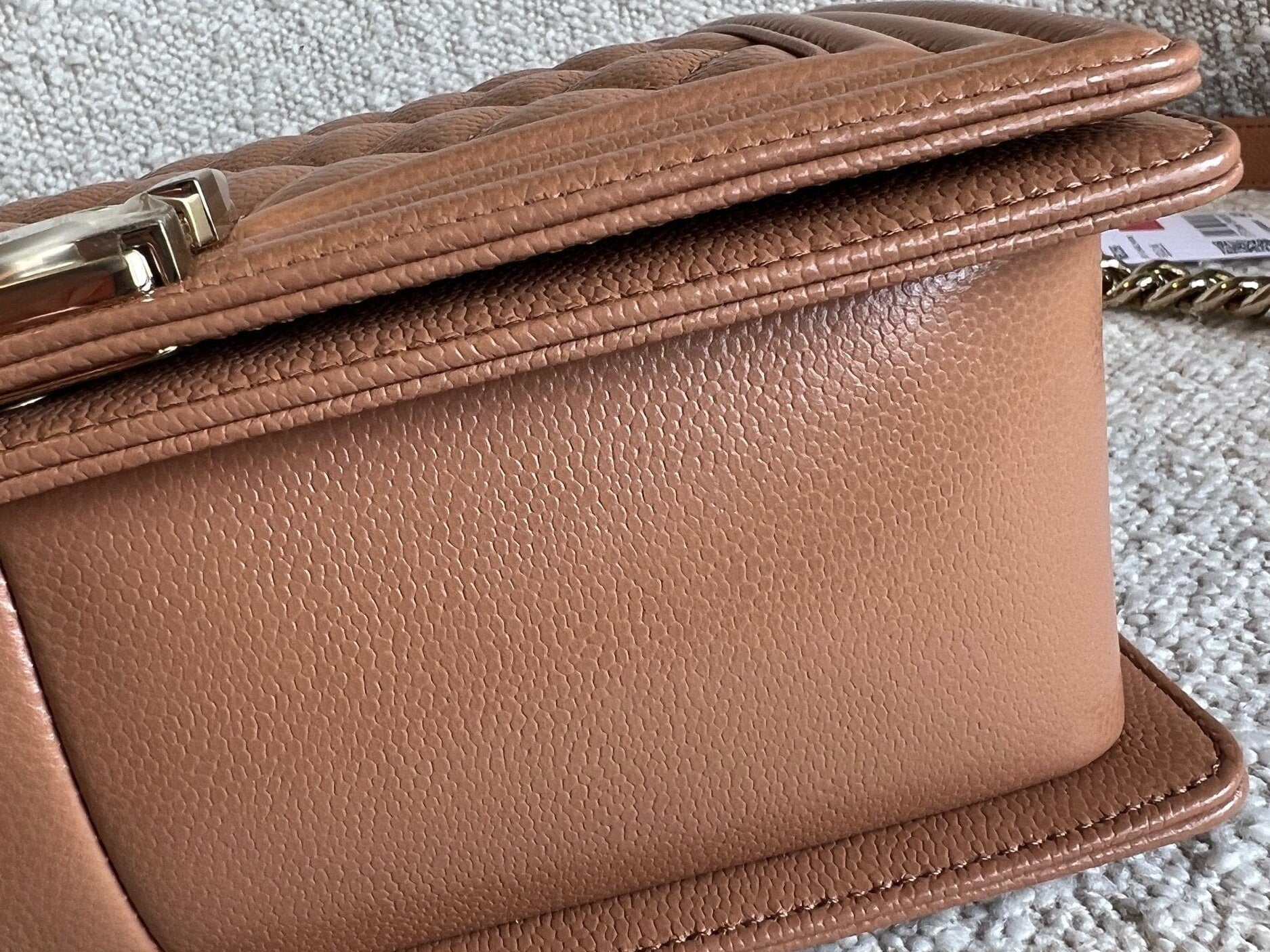 CHANEL Handbag 21K Caramel Caviar Quilted Old Medium Boy Bag LGHW - Redeluxe