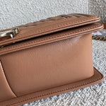 CHANEL Handbag 21K Caramel Caviar Quilted Old Medium Boy Bag LGHW - Redeluxe