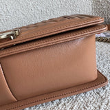 CHANEL Handbag 21K Caramel Caviar Quilted Old Medium Boy Bag LGHW - Redeluxe