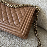 CHANEL Handbag 21K Caramel Caviar Quilted Old Medium Boy Bag LGHW - - Redeluxe